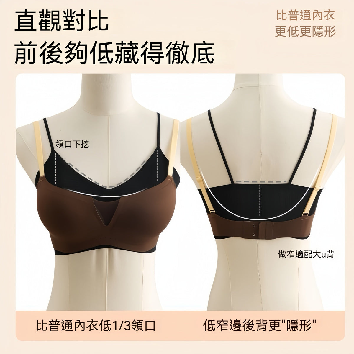 【高級撞色風】性感網紗低領小胸显大聚攏收副乳透气舒適软支撑无痕文胸