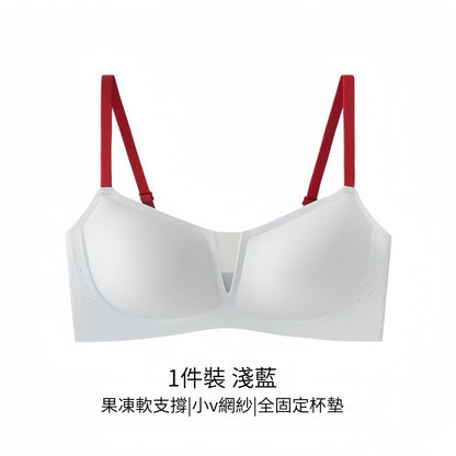 【高級撞色風】性感網紗低領小胸显大聚攏收副乳透气舒適软支撑无痕文胸