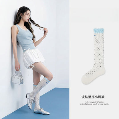 超值組合價【法式波點系列】佯裝/短褲/小西裝都顯瘦百搭~夏季新款仙女風公主襪透氣微壓過膝壓力襪