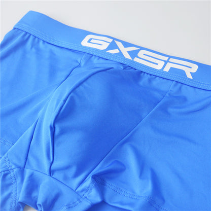 【U凸透氣大囊袋】夏季50D牛奶絲冰絲吸濕透氣彈力寬版腰帶男士平角內褲
