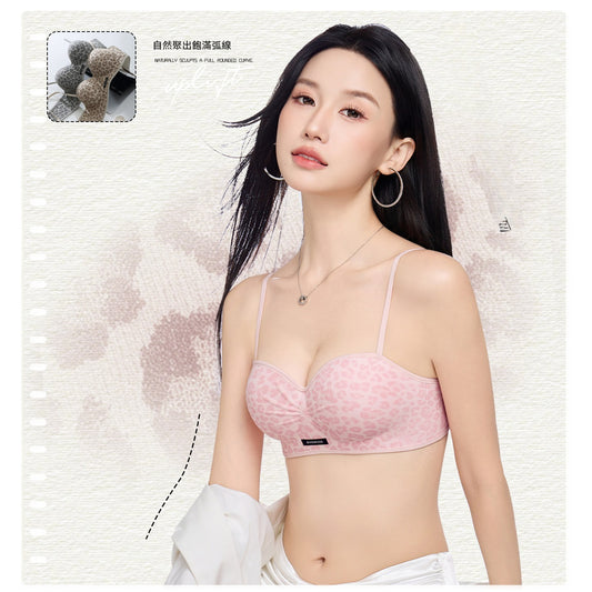 【熱辣豹紋系列】無痕美背穩托不晃小胸顯大聚攏收副乳圓潤性感撞色文胸