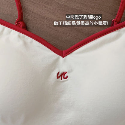 超值組合價【運動感少女系列】可外穿！夏日爆款涼感冰絲透氣撞色V領耐水洗吊帶少女感内衣