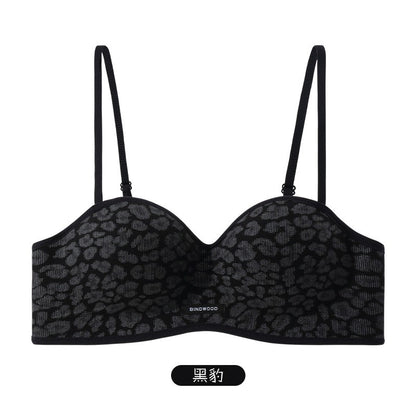 【熱辣豹紋系列】無痕美背穩托不晃小胸顯大聚攏收副乳圓潤性感撞色文胸