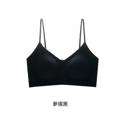 超值組合價【山茶花香氛系列】時尚細閃肩帶~夏季新款桑蠶絲莫代爾軟支撐果凍條提拉透氣無鋼圈内衣