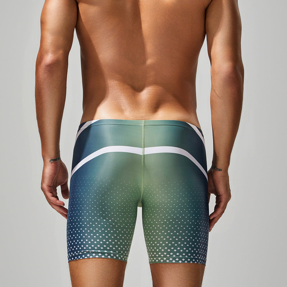 【泳池/沙灘必備】2026春夏新款長款U凸囊袋撞色時尚緊身男士溫泉泳褲沙灘褲