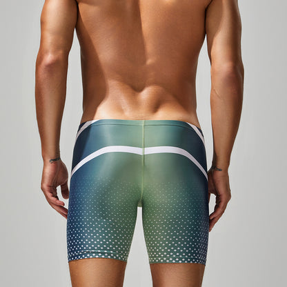 【泳池/沙灘必備】2026春夏新款長款U凸囊袋撞色時尚緊身男士溫泉泳褲沙灘褲