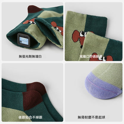 【高彈無骨棉童襪】每一步都踩在雲朵裏~耐磨/不勒脚，新款撞色可愛小狗百搭防臭童襪