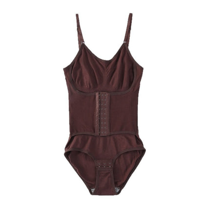 【聚攏托胸，收腹顯瘦】大碼！高彈無勒感一體式排扣設計無痕收腹塑身連體衣，排扣底襠便捷穿脫~