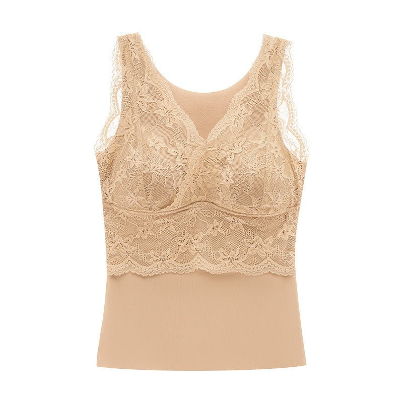 【秋冬磨毛系列】免穿内衣~新款秋冬保暖深V蕾絲内衣背心Bratop