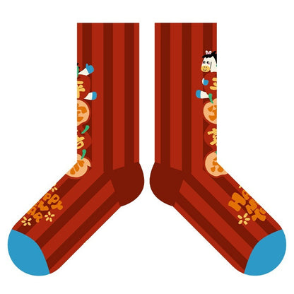 【大吉大利！馬上快樂~】送紅包殼！親子款，全家都能穿~秋冬新款小馬系列本命年撞色小馬中筒襪