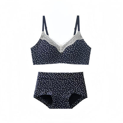 【法式純欲風】感恩回饋~少女感甜美碎花系列！新款蕾絲邊純棉無鋼圈聚攏無痕内衣套裝