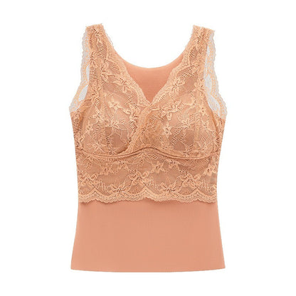 【秋冬磨毛系列】免穿内衣~新款秋冬保暖深V蕾絲内衣背心Bratop