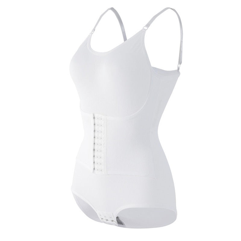 【聚攏托胸，收腹顯瘦】大碼！高彈無勒感一體式排扣設計無痕收腹塑身連體衣，排扣底襠便捷穿脫~