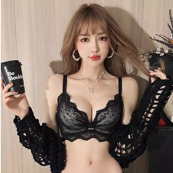 【性感純欲風】呈現飽滿酥胸~2025新款撞色蕾絲聚攏無鋼圈內衣