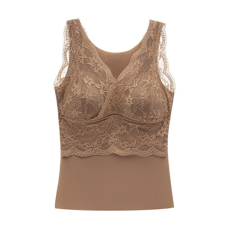 【秋冬磨毛系列】免穿内衣~新款秋冬保暖深V蕾絲内衣背心Bratop