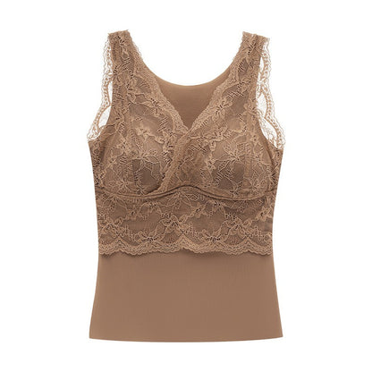 【秋冬磨毛系列】免穿内衣~新款秋冬保暖深V蕾絲内衣背心Bratop