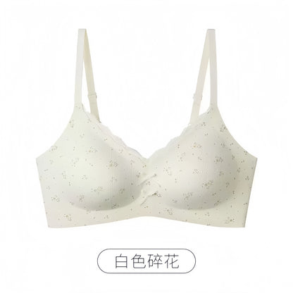 【絕美碎花少女系列】棉感果凍軟支撐固定杯高側比收副乳無鋼圈少女内衣