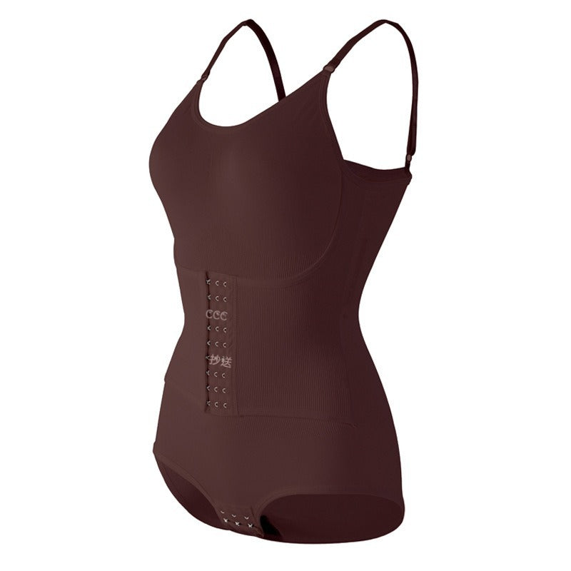 【聚攏托胸，收腹顯瘦】大碼！高彈無勒感一體式排扣設計無痕收腹塑身連體衣，排扣底襠便捷穿脫~