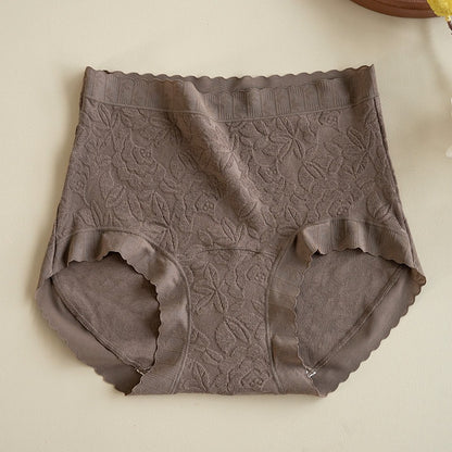 【新年穿幸運紅！】大彈力褲口，純棉提花浮雕高腰顯瘦抗菌女士内褲
