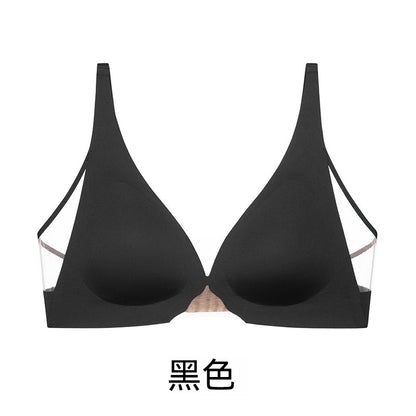 【一眼心動！】4處隱形網紗，讓聚攏也可以很舒適~新款薄透網紗拼接簡約深V無鋼圈內衣