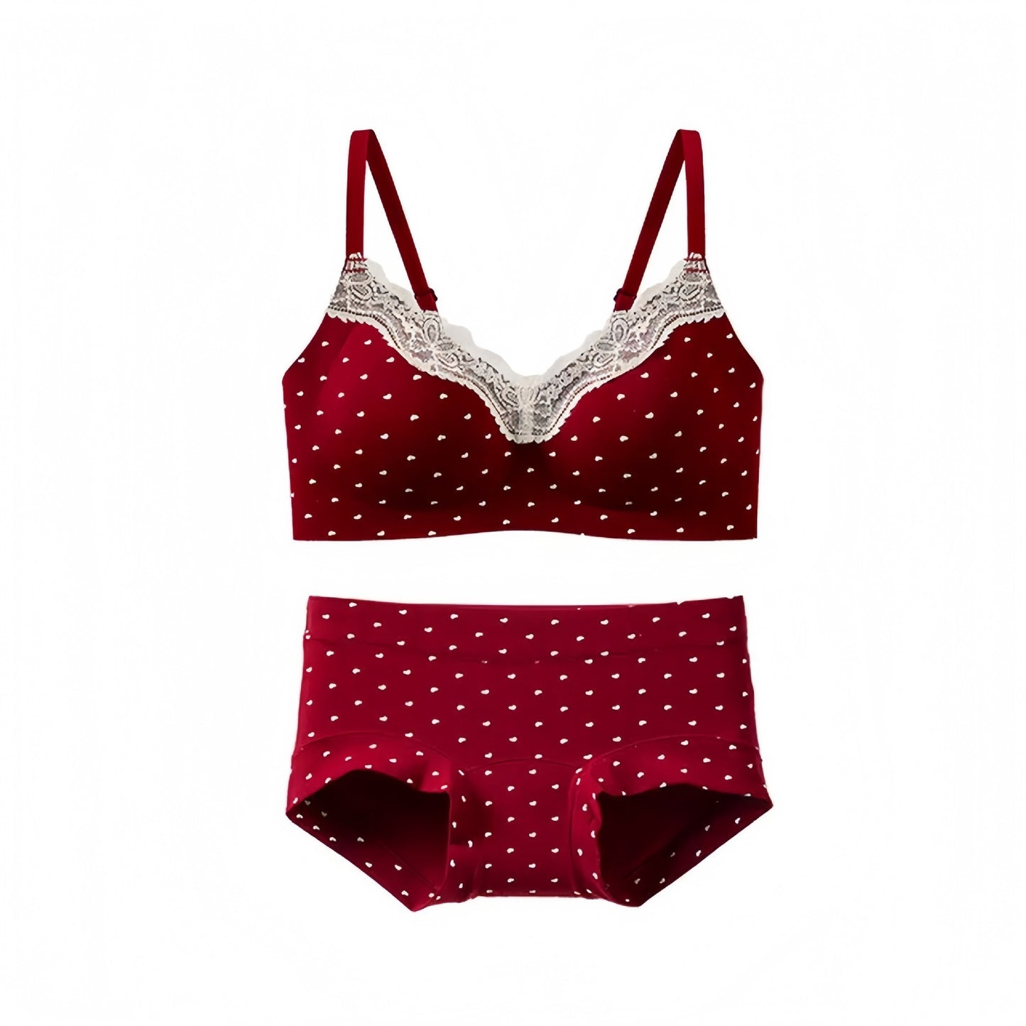 【法式純欲風】感恩回饋~少女感甜美碎花系列！新款蕾絲邊純棉無鋼圈聚攏無痕内衣套裝