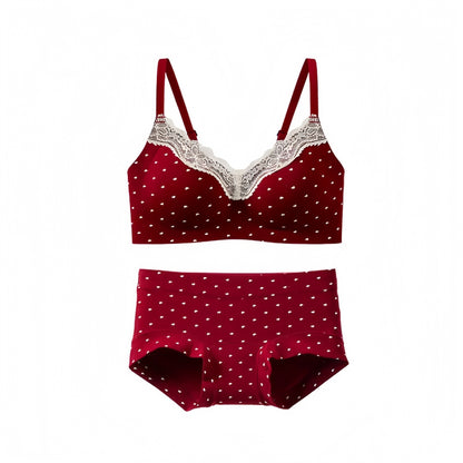 【法式純欲風】感恩回饋~少女感甜美碎花系列！新款蕾絲邊純棉無鋼圈聚攏無痕内衣套裝