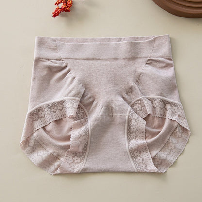 【天生柔軟順滑，收腹提臀】桑蠶絲蕾絲邊無痕包臀抗菌底襠大碼中高腰内褲