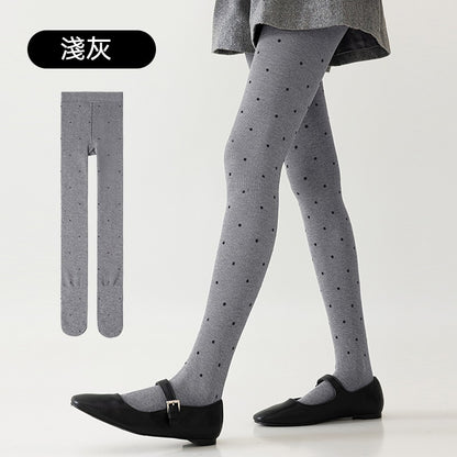 【壓力顯瘦，不易起球！】波點/純色可選~秋季新款分段壓力減少褶皺豎條紋打底襪褲襪