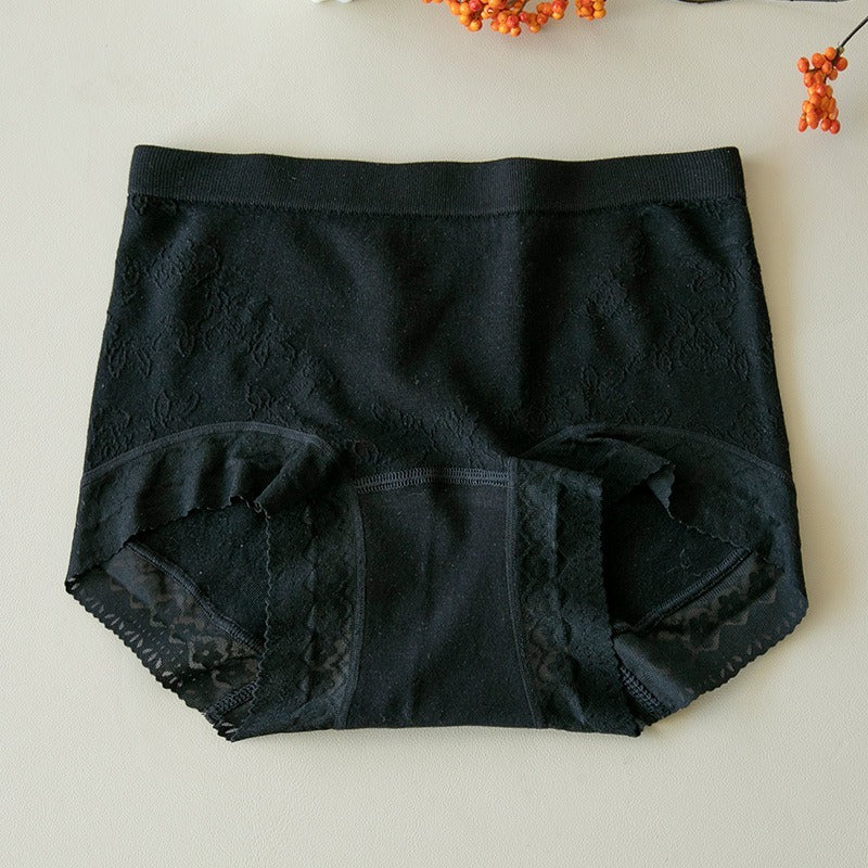 【蝴蝶浮雕系列】透氣桑蠶絲，抗菌底襠透氣不夾臀收腹女士中腰蕾絲三角内褲