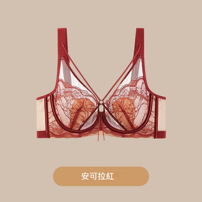 【法式純欲風】高顔值水晶杯！新款細膩蕾絲軟鋼圈網紗收副乳顯瘦内衣