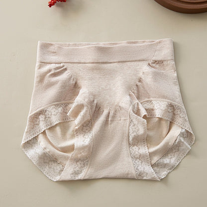 【天生柔軟順滑，收腹提臀】桑蠶絲蕾絲邊無痕包臀抗菌底襠大碼中高腰内褲