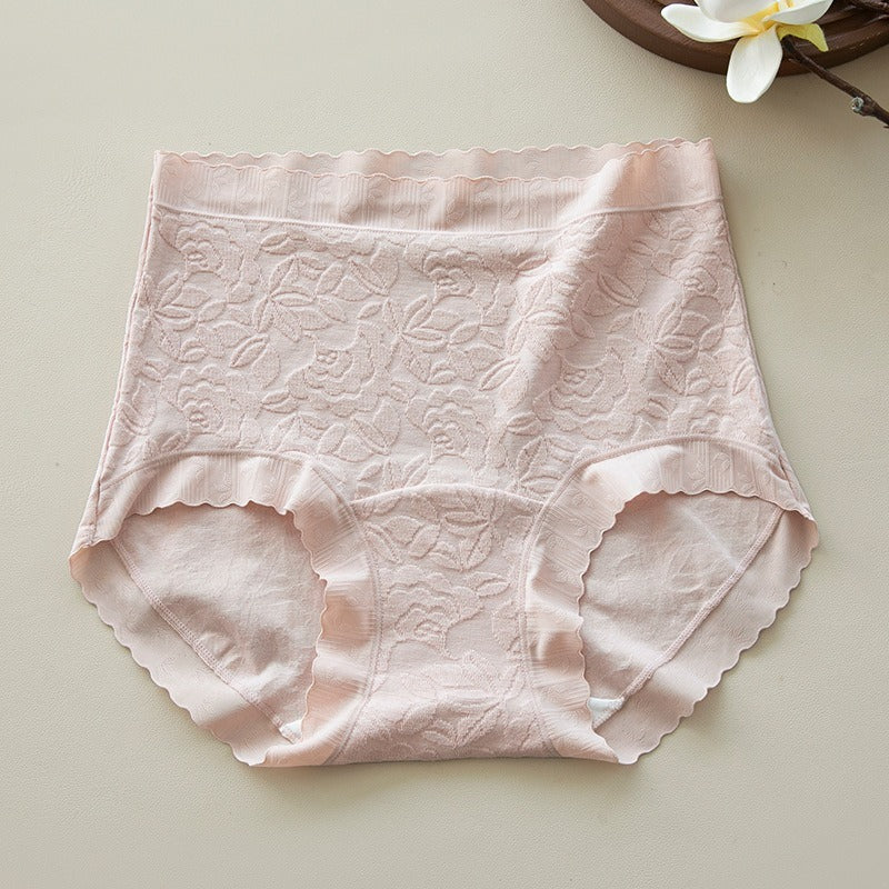 【新年穿幸運紅！】大彈力褲口，純棉提花浮雕高腰顯瘦抗菌女士内褲