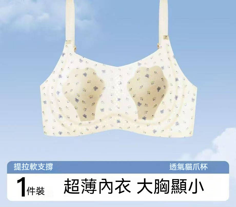 【冰感貓爪杯】真的涼感又輕盈!!夏季新款輕薄紙片人收副乳透氣提拉顯瘦内衣