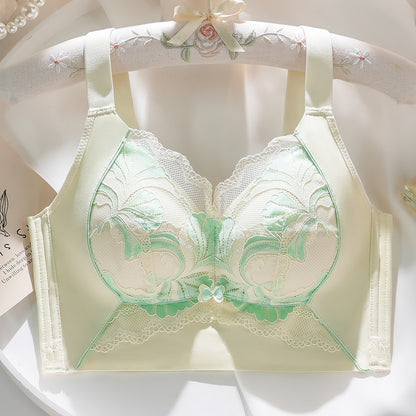 【大胸顯小bra】B-D杯任選~無勒感，大包容！新款蕾絲撞色輕奢塑胸高側比收副乳内衣