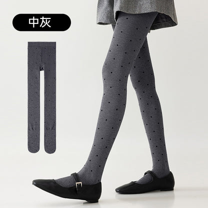 【壓力顯瘦，不易起球！】波點/純色可選~秋季新款分段壓力減少褶皺豎條紋打底襪褲襪