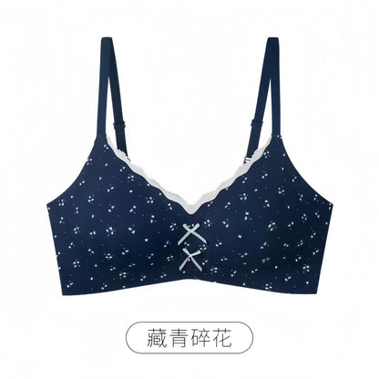 【絕美碎花少女系列】棉感果凍軟支撐固定杯高側比收副乳無鋼圈少女内衣