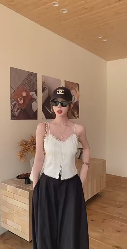 【法式蕾絲刺綉系列】輕奢款~自帶胸墊！2026新款美背緞面内衣吊帶打底背心