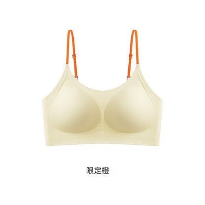 超值組合價【山茶花香氛系列】桑蠶絲莫代爾裏料~夏季新款透氣W型軟支撐固定杯無背扣無鋼圈内衣