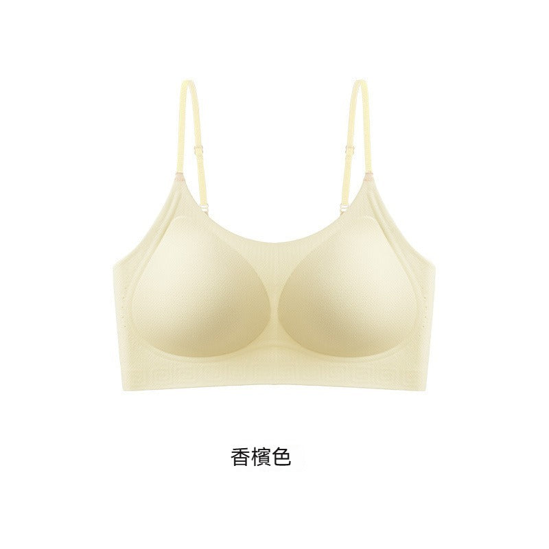 超值組合價【山茶花香氛系列】桑蠶絲莫代爾裏料~夏季新款透氣W型軟支撐固定杯無背扣無鋼圈内衣